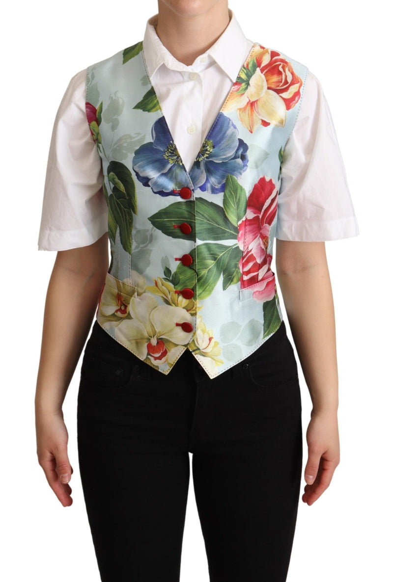 Gilet de soie à imprimé floral élégant