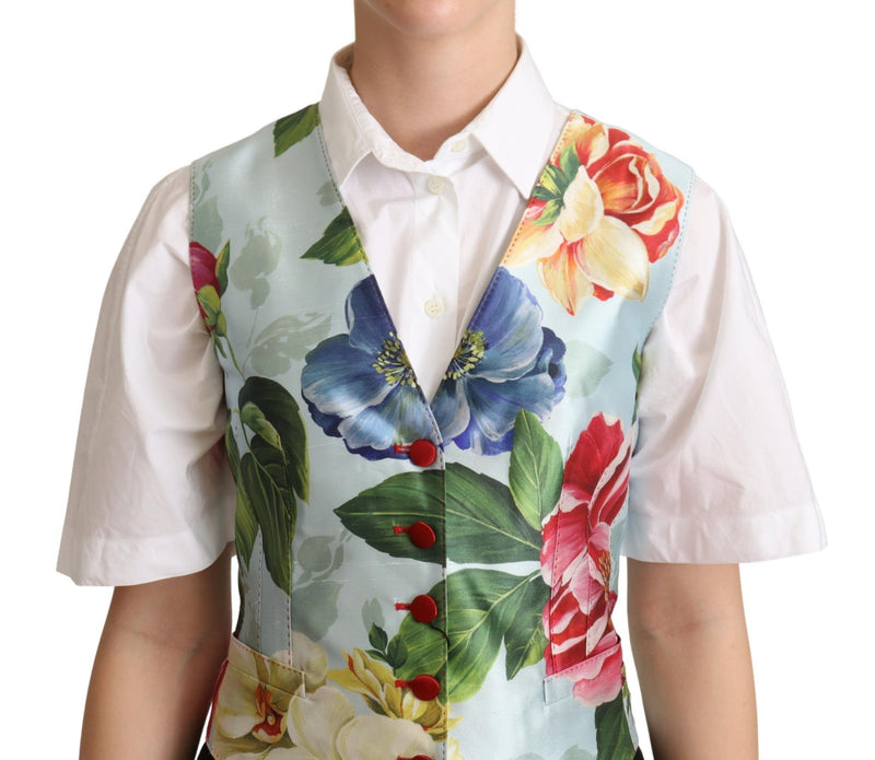 Gilet de soie à imprimé floral élégant