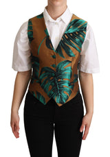 Elegante gilet con stampa a foglia verde