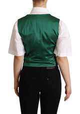 Elegante gilet con stampa a foglia verde