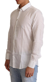 Elegant White Slim Fit Martini Robe Shirt