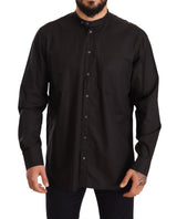 Elegante camicia da uomo in cotone nero 100%