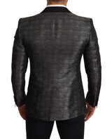 Blazer metallico grigio jacquard slim fit