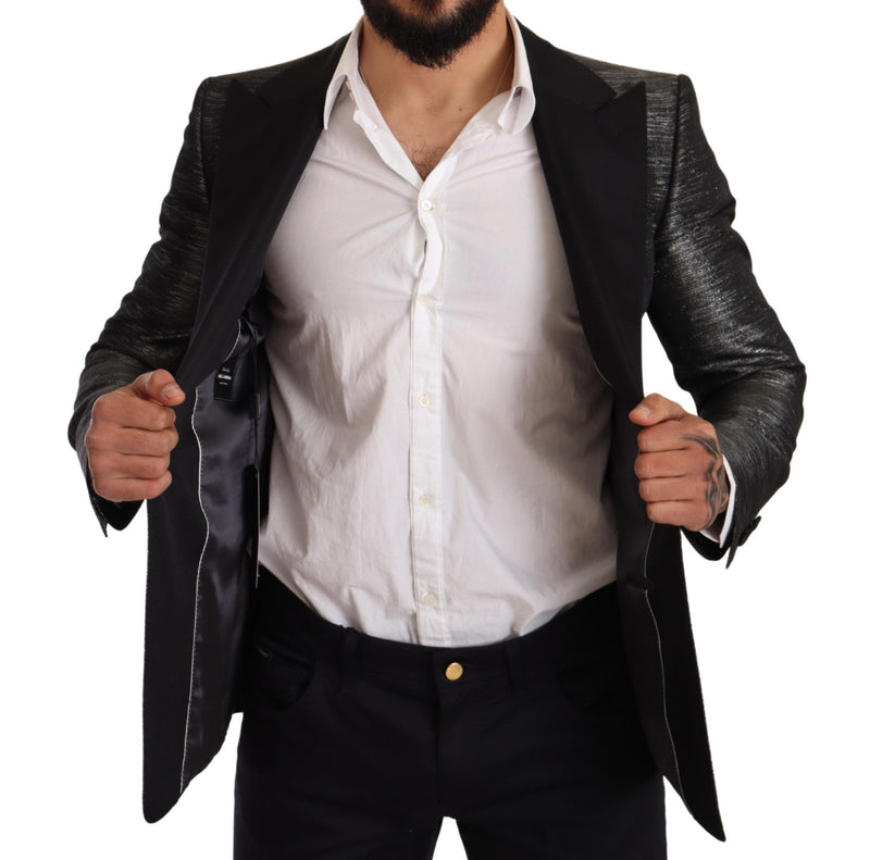 Blazer metallico grigio jacquard slim fit