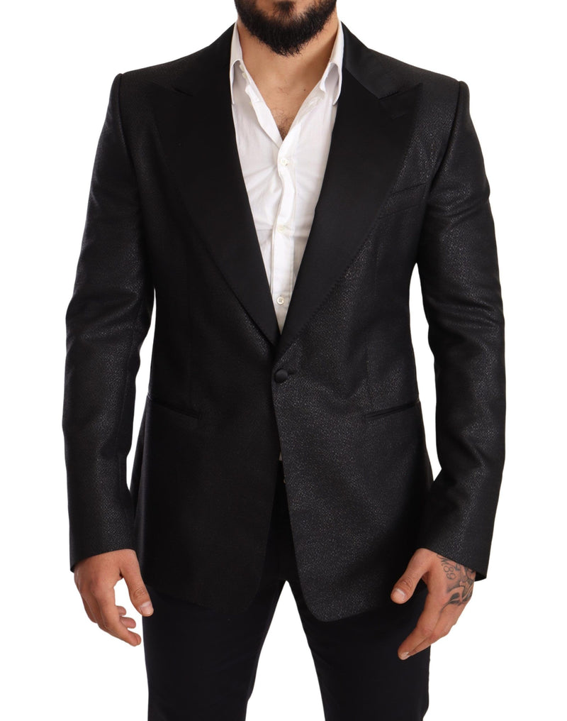 Elegante chaqueta blazer de fit metálica negra metálica