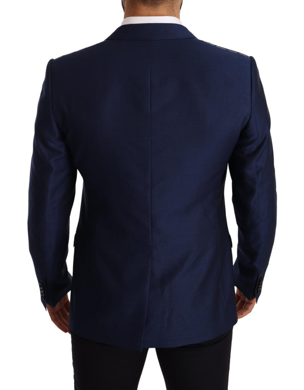 Elegante blazer de martini de lana de lana virgen azul