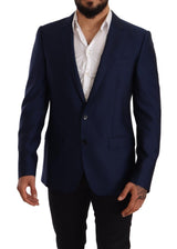 Élégant blazer martini en laine bleu vierge