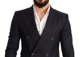 Elegante blazer di miscela di seta in cashmere blu scuro