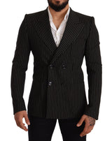 Eleganter gestreifte Wollblazer mit Seidenfutter