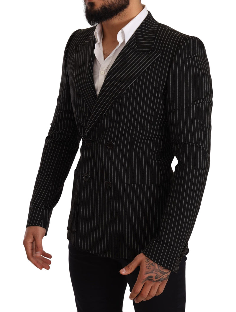 Eleganter gestreifte Wollblazer mit Seidenfutter