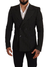 Eleganter gestreifte Wollblazer mit Seidenfutter