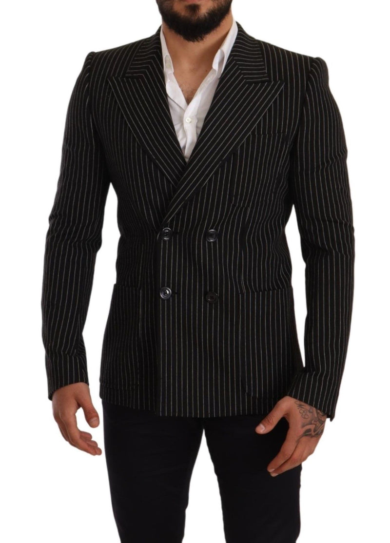 Eleganter gestreifte Wollblazer mit Seidenfutter