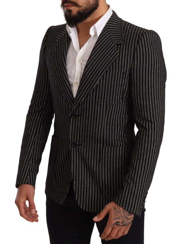 Eleganter schwarz gestreifte Virgin Woll Blazer