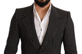 Eleganter schwarz gestreifte Virgin Woll Blazer