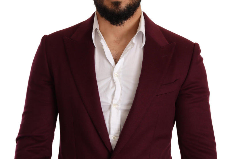 Eleganter Maroon Bordeaux Cashmere Blazer