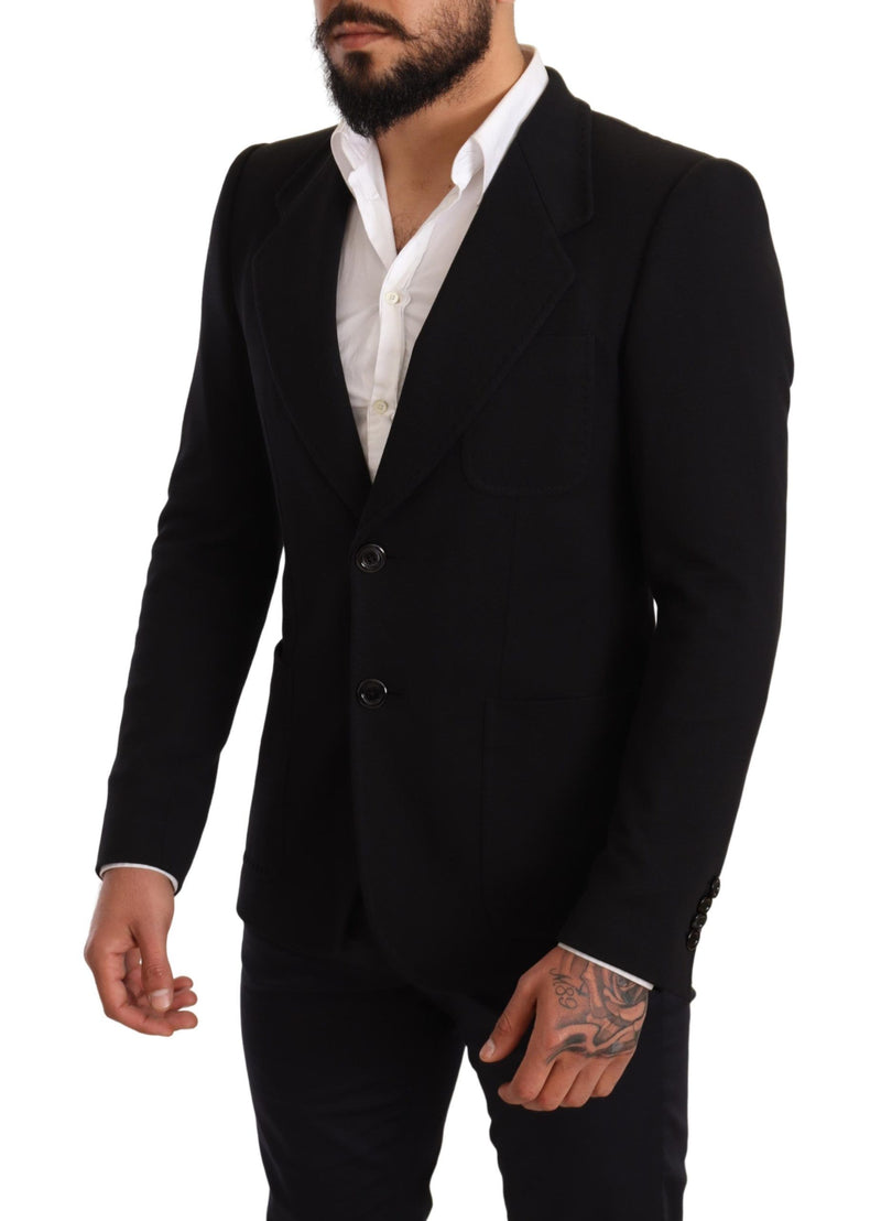 Blazer en coton noir élégant slim fit