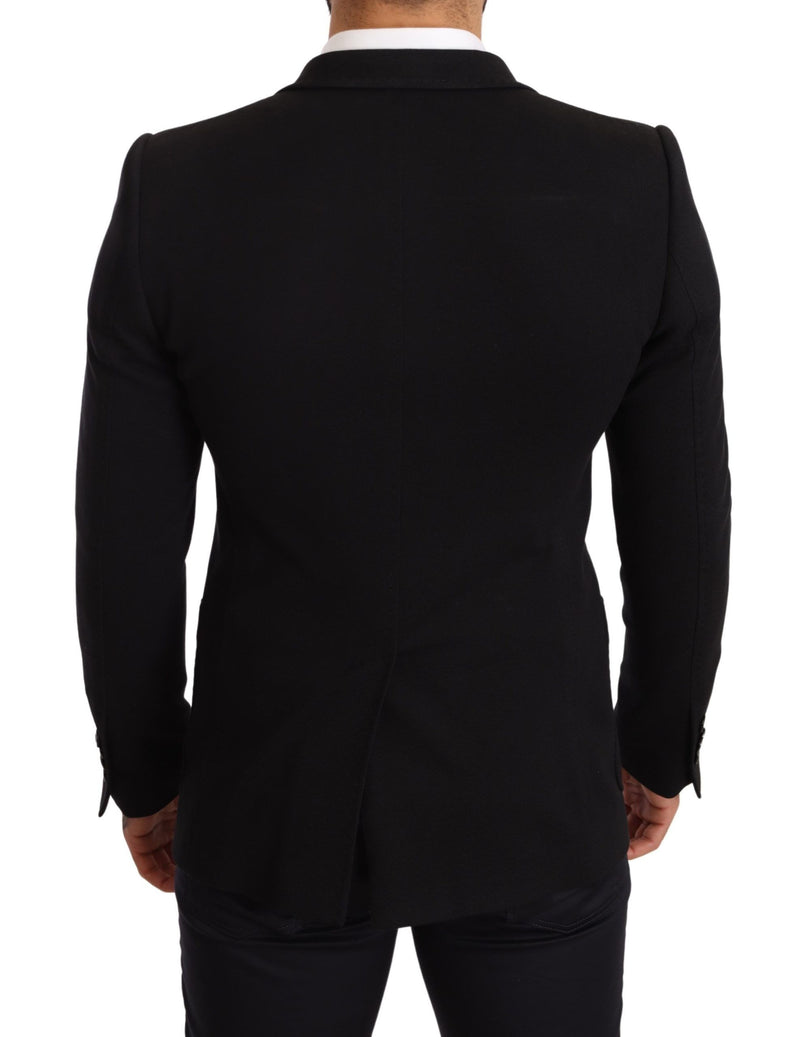 Blazer di cotone nero elegante in forma slim