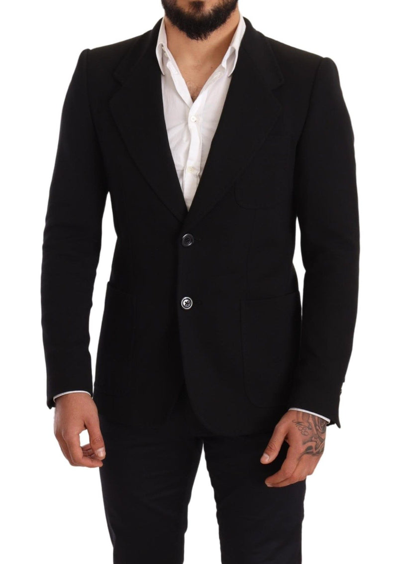 Blazer en coton noir élégant slim fit