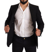 Blazer en coton noir élégant slim fit