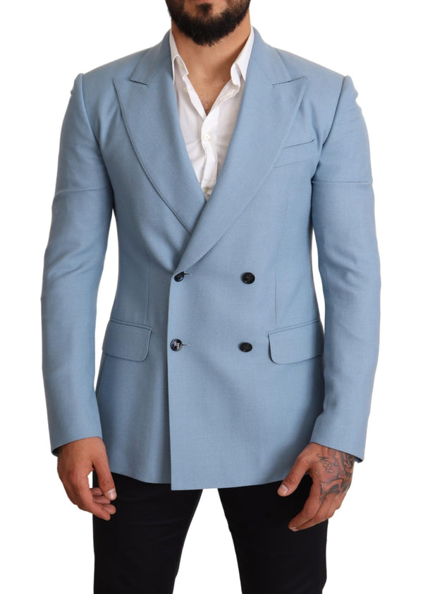 Elegant Blue Cashmere-Silk Men's Blazer