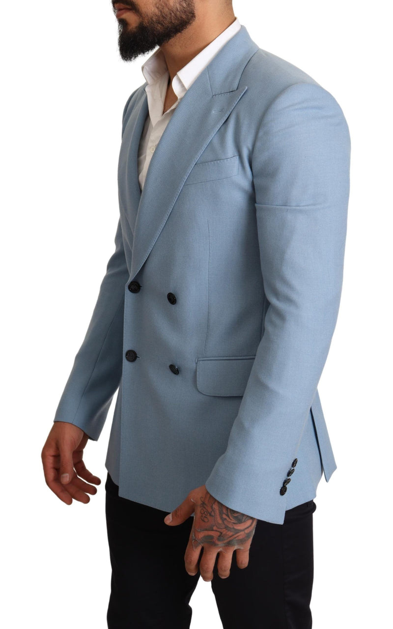 Elegante blazer maschile blu-silk-silk