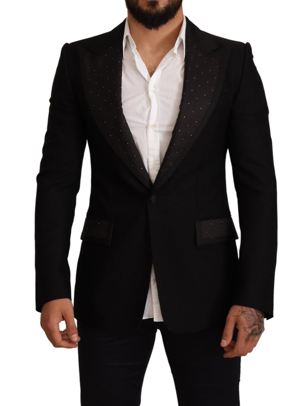 Elegante chaqueta de blazer negro de ajuste delgado