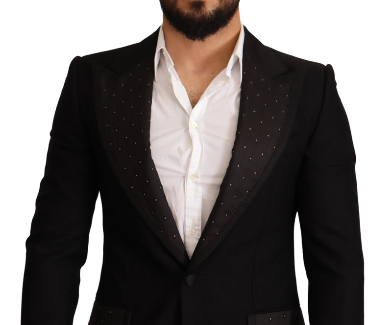 Elegante chaqueta de blazer negro de ajuste delgado