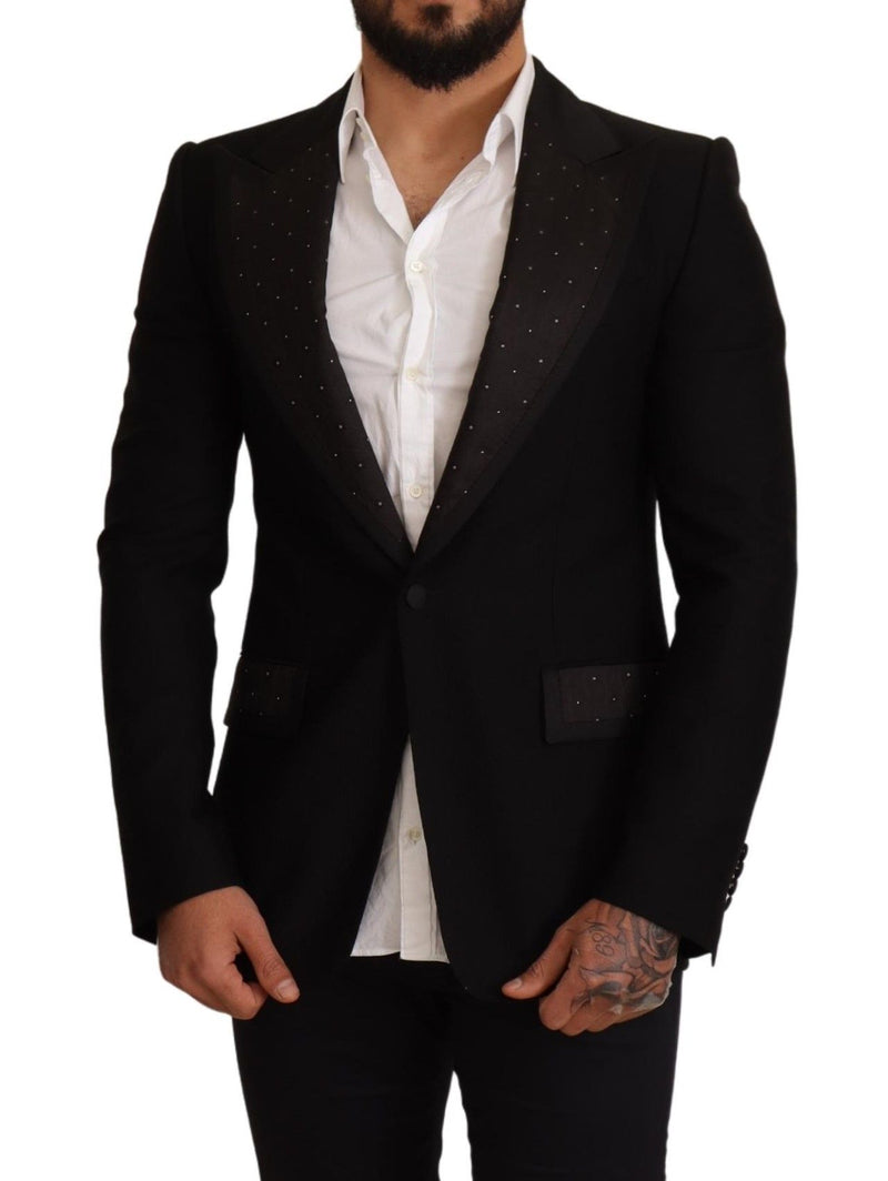 Elegante chaqueta de blazer negro de ajuste delgado