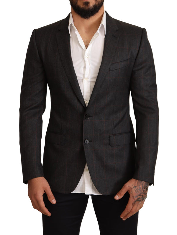 Elegante cheque gris blazer martini blazer