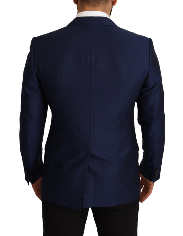 Marine Blue Virgin Wolle Martini Blazer