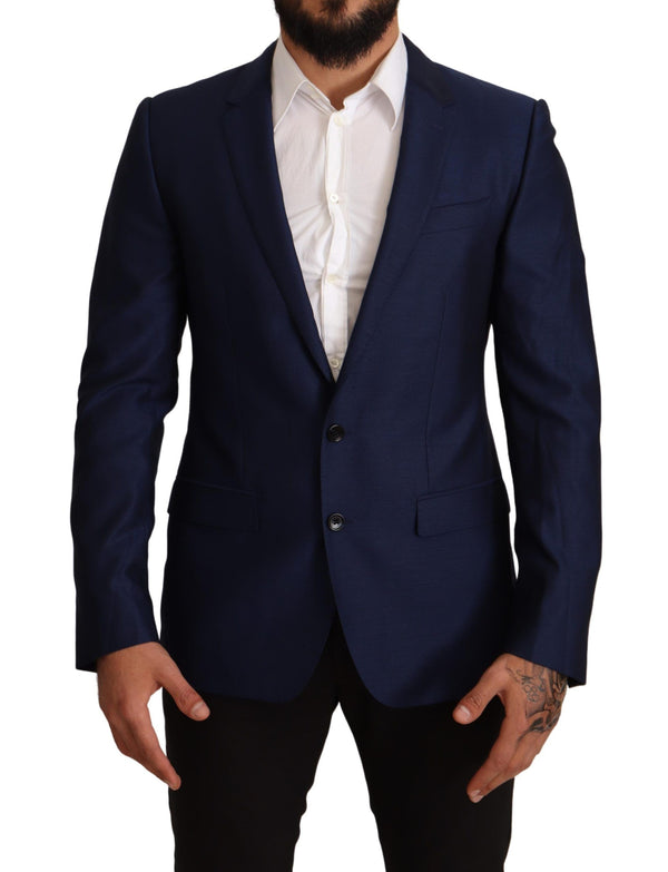 Blazer martini di lana virgin blu navy