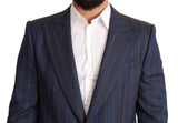 Elegant Slim Fit Blue Striped Woll Blazer