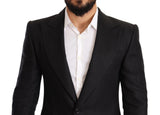 Elegante Blazer di lino nero in forma slim