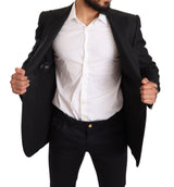 Elegant Slim Fit Black Leinenblazer