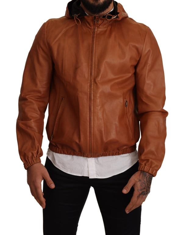 Bomber en cuir marron élégant