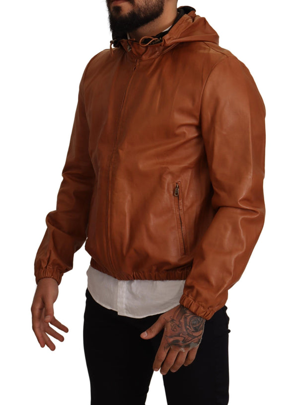 Bomber en cuir marron élégant