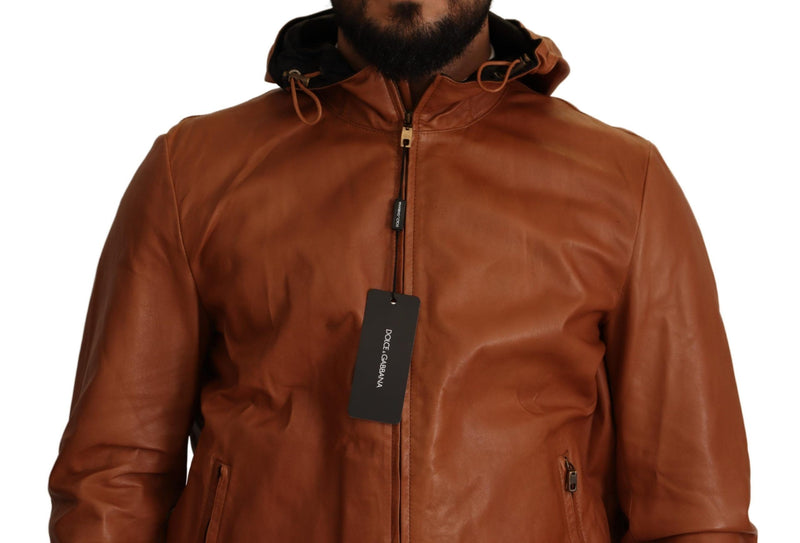 Elegante braune Lederbomberjacke