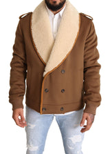 Elegante doppelte Breast -Shearling -Jacke