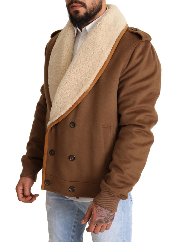 Elegante doppelte Breast -Shearling -Jacke