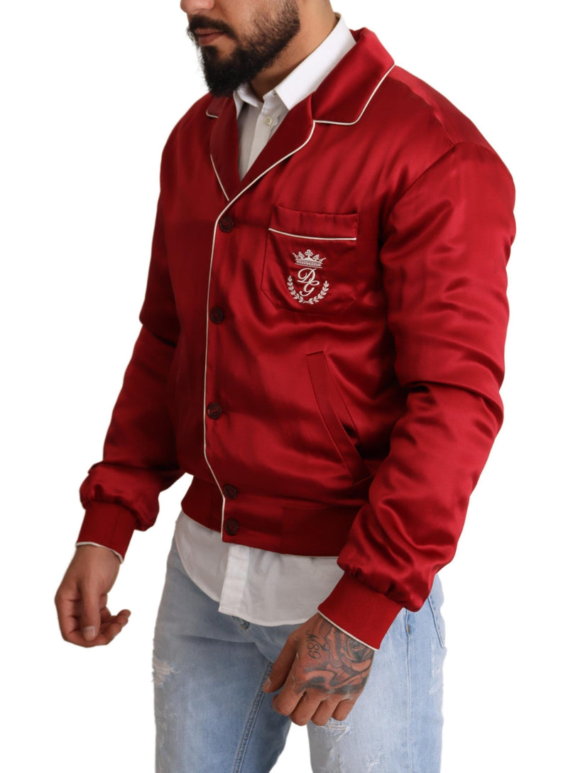 Veste de bombardier rouge de soie somptueuse