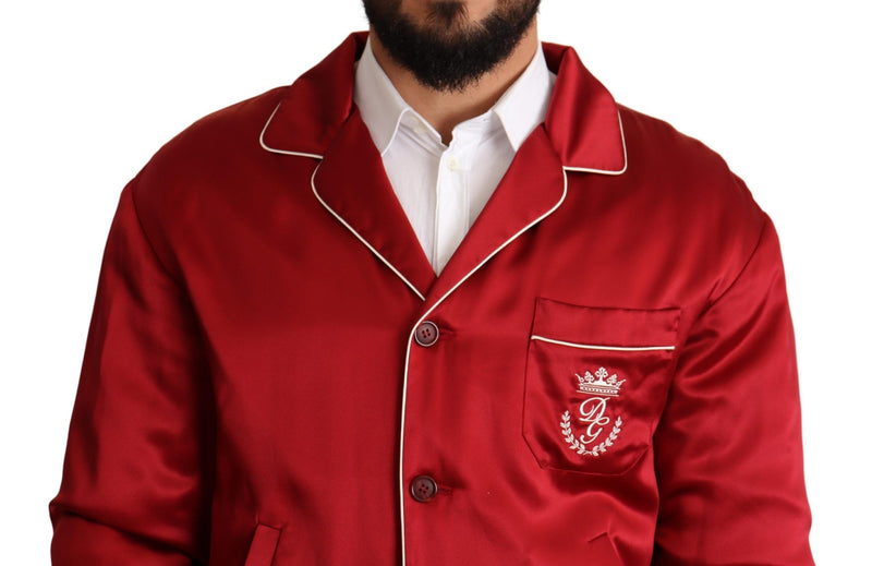 Suntuosa chaqueta de bombardero rojo de seda