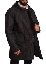 Elegante giacca blouson con cappuccio nera