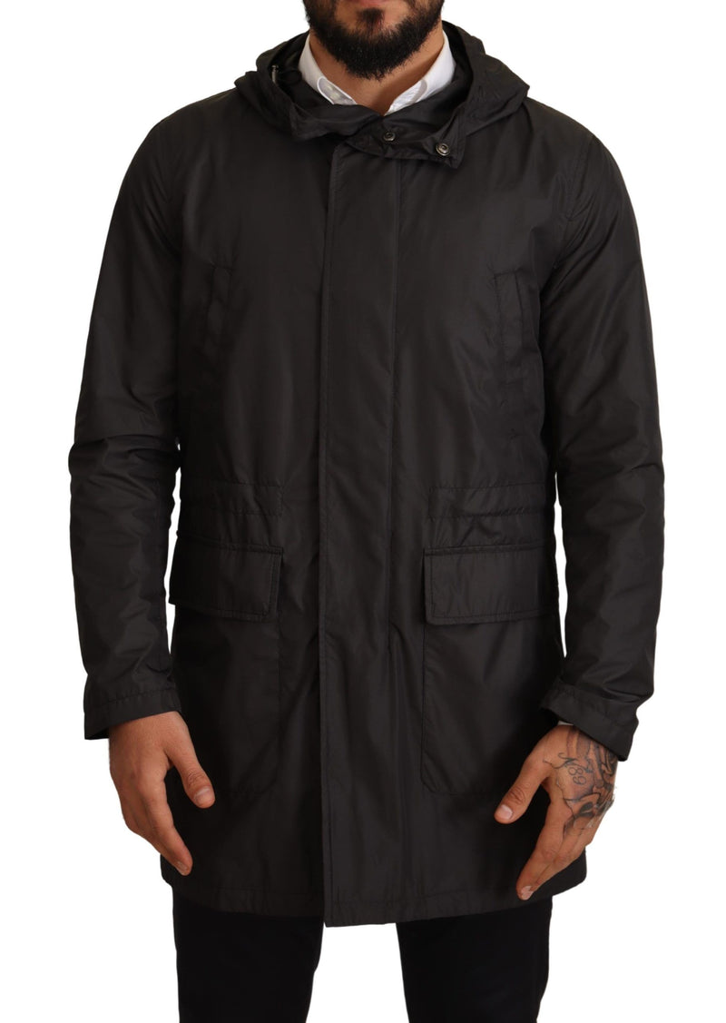 Chic Hooded Blouson Mantel in zeitloser Schwarz