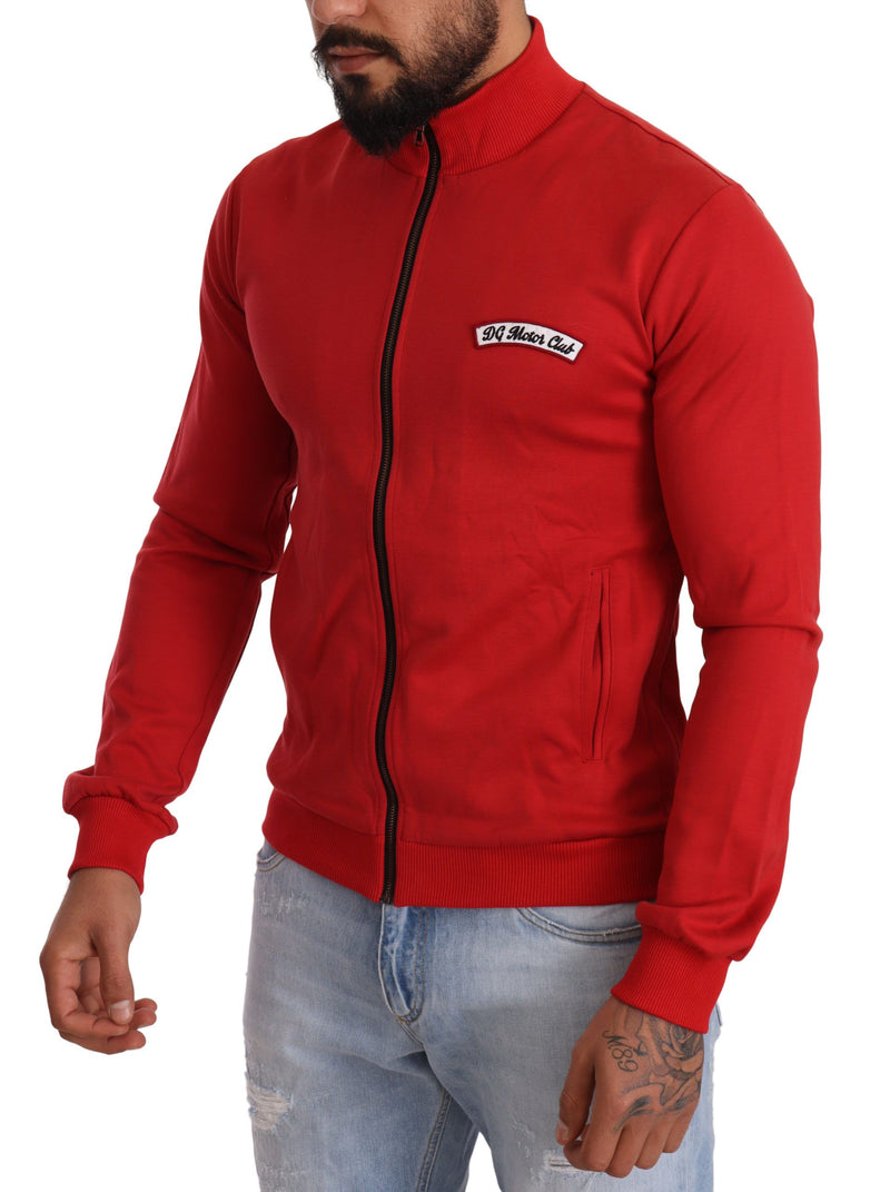 Elegante maglione con zip completo rosso con motivo DG Motor Club