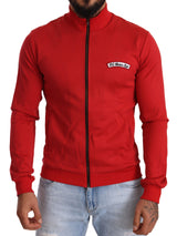 Elegante maglione con zip completo rosso con motivo DG Motor Club