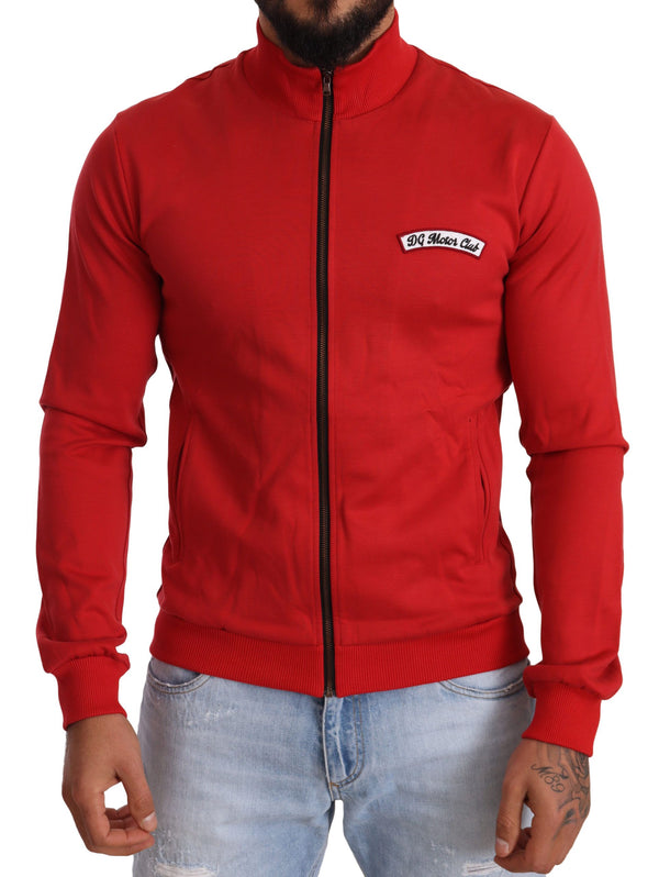 Elegantes rotes Full -Reißverschluss -Pullover mit DG Motor Club Motiv