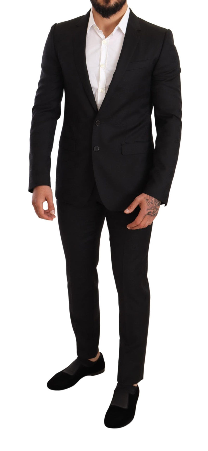 Suit élégant en laine noire martini