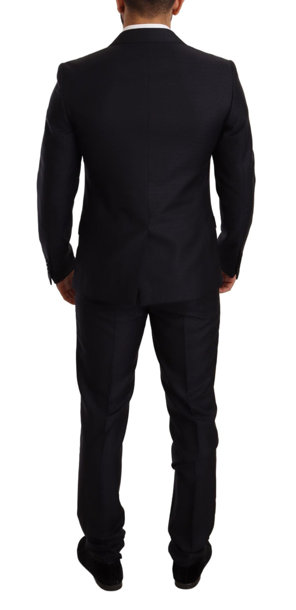 Κομψό Slim Fit Jacquard Suit με μπλε χρώμα