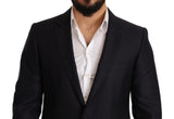 Elegant Slim Fit Jacquard Suit in Blue