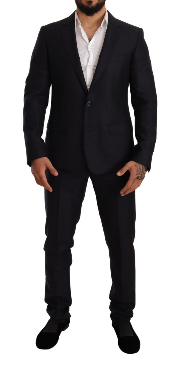 Κομψό Slim Fit Jacquard Suit με μπλε χρώμα